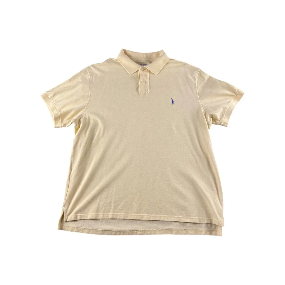 J Crew Polo Shirt Mens‎ XLarge Light Yellow Short Sleeve Embroidered Polo